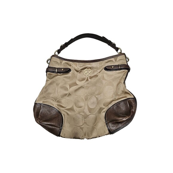 COACH Women's Peyton Brown Tan Leather Hobo Shoulder Handbag Tote - Picture 1 of 10